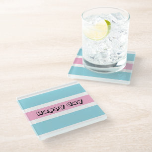 Posavasos De Vidrio Rayas Amarillas Y Azules