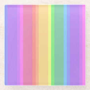 Posavasos De Vidrio Rayas arcoiris pastorales