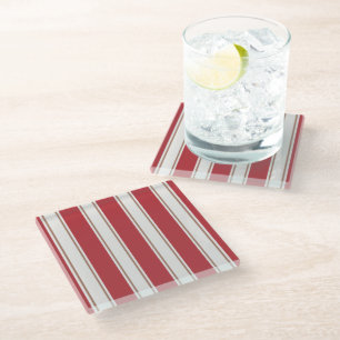 Posavasos De Vidrio Rayas Clásicas Rojas y Blancas