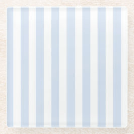 Posavasos De Vidrio Rayas de caramelo azul pálido y blanco