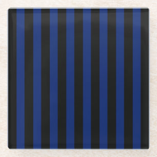 Posavasos De Vidrio Rayas de caramelo azul y negro