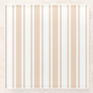 Posavasos De Vidrio Rayas de caramelo beige y blanco