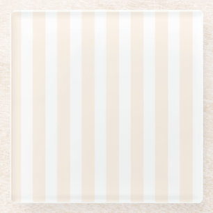 Posavasos De Vidrio Rayas de caramelo beige y blanco