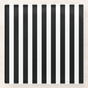 Posavasos De Vidrio Rayas de caramelo blancas y negras
