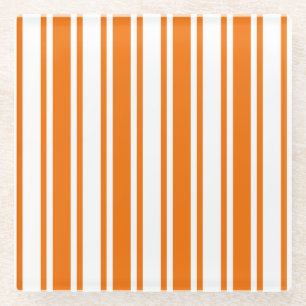 Posavasos De Vidrio rayas de caramelo blanco y naranja