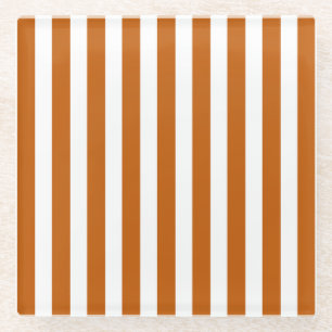 Posavasos De Vidrio Rayas de caramelo blanco y naranja quemado