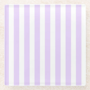Posavasos De Vidrio Rayas de caramelo blanco y púrpura