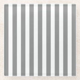 Posavasos De Vidrio Rayas de caramelo gris y blanco