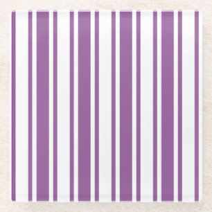 Posavasos De Vidrio Rayas de caramelo morado y blanco