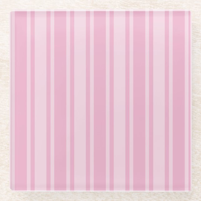 Posavasos De Vidrio Rayas de caramelo rosa pálido (Anverso)