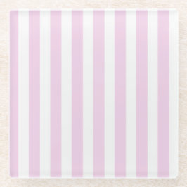 Posavasos De Vidrio Rayas de caramelo rosa pálido y blanco