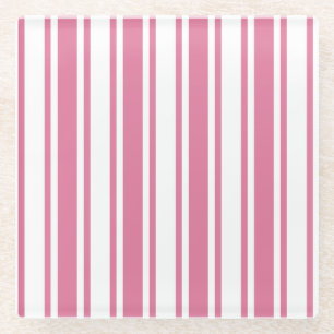 Posavasos De Vidrio Rayas de caramelo rosa y blanco