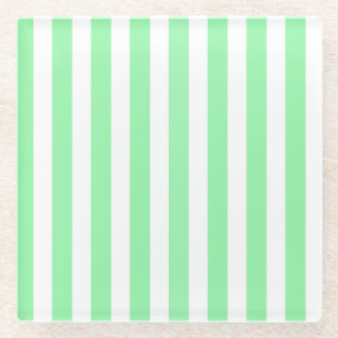 Posavasos De Vidrio Rayas de caramelo verde y blanco