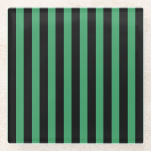 Posavasos De Vidrio Rayas de caramelo verde y negro
