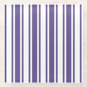 Posavasos De Vidrio Rayas de caramelos ultravioletas y blancas