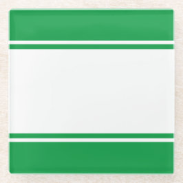 Posavasos De Vidrio Rayas de Carreras blanca verde de los años 70 en l