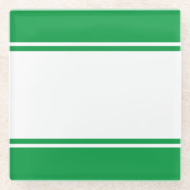 Posavasos De Vidrio Rayas de Carreras blanca verde de los años 70 en l (Anverso)