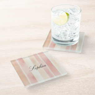 Posavasos De Vidrio Rayas de crema rosada de bonito