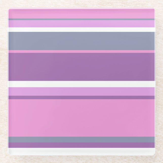 Posavasos De Vidrio Rayas de lilac (Anverso)
