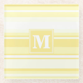 Posavasos De Vidrio Rayas de limón amarillo con monograma
