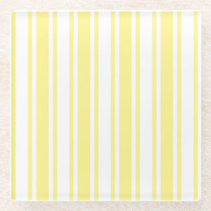 Posavasos De Vidrio Rayas de limón amarillo y blanco