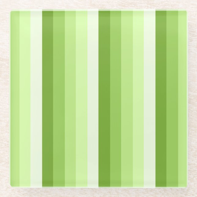 Posavasos De Vidrio Rayas de sombra verde limón (Anverso)