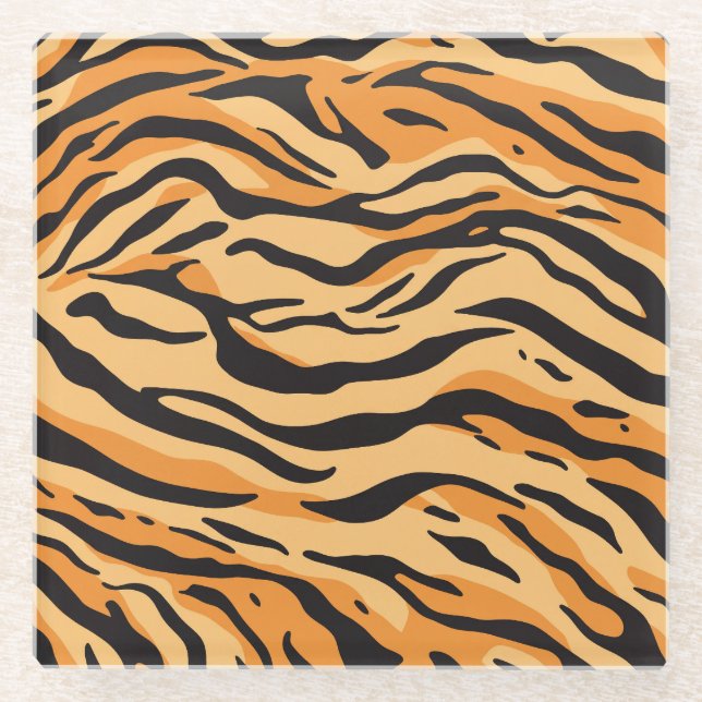Posavasos De Vidrio Rayas de Tigre (Anverso)