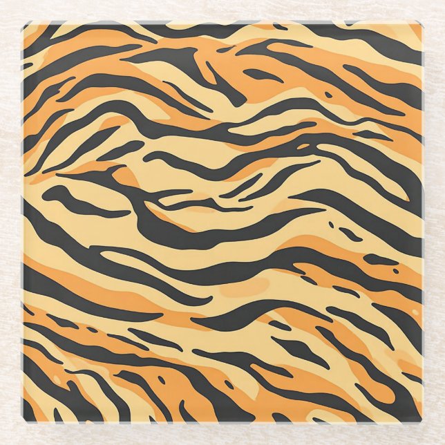 Posavasos De Vidrio Rayas de Tigre (Anverso)