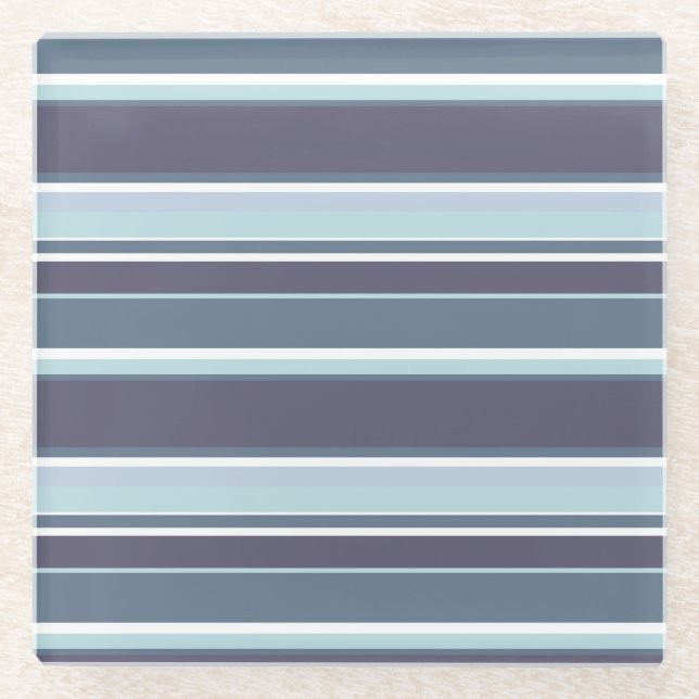 Posavasos De Vidrio Rayas grises azules (Anverso)