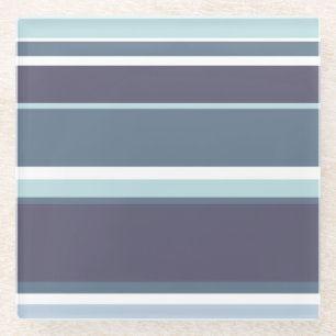 Posavasos De Vidrio Rayas grises azules