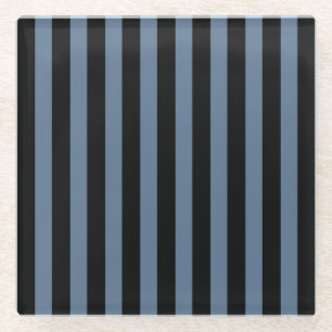 Posavasos De Vidrio Rayas grises y negras azules