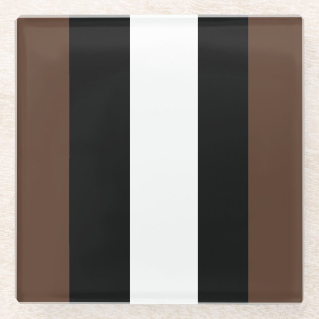 Posavasos De Vidrio Rayas marrones, negras y blancas (Anverso)