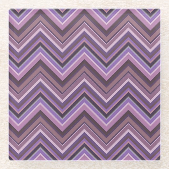Posavasos De Vidrio Rayas Mauve zigzag (Anverso)