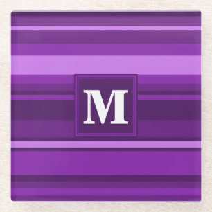 Posavasos De Vidrio Rayas moradas monográficas