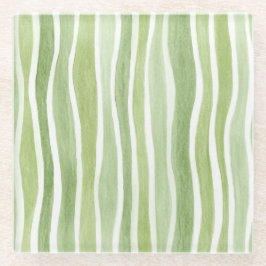 Posavasos De Vidrio Rayas Onduladas de Color Verde Lima