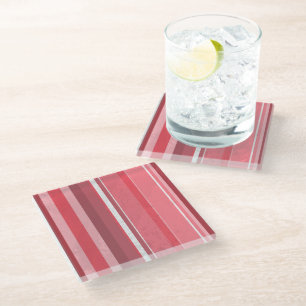 Posavasos De Vidrio Rayas rosadas y agudas
