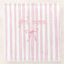 Posavasos De Vidrio Rayas Rosas Personalizadas Coquette Texto Personal