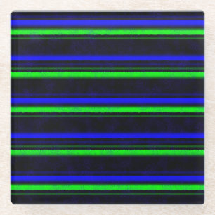 Posavasos De Vidrio Rayas verdes de color azul negro