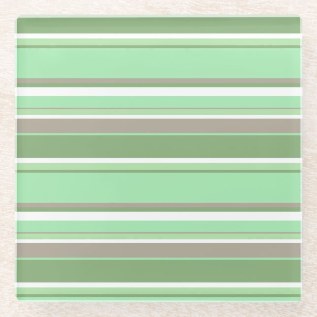 Posavasos De Vidrio Rayas verdes pálidas (Anverso)
