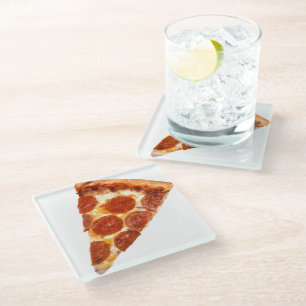 Posavasos De Vidrio Rebanada de pizza de pepperoni clásica de Slippery
