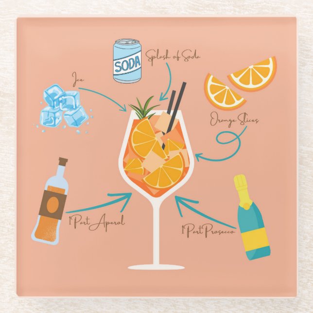 Posavasos De Vidrio Receta de Aperol (Anverso)