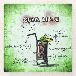 Posavasos De Vidrio Receta de bebida libre en Cuba