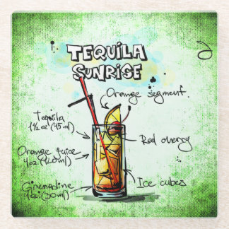 Posavasos De Vidrio Receta de bebida Tequila Sunrise