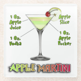 Posavasos De Vidrio Receta de cóctel Appletini aka Apple Martini Arte