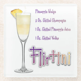 Posavasos De Vidrio Receta de cóctel Flirtini Piña Mimosa Arte