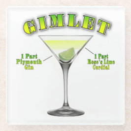 Posavasos De Vidrio Receta de Cóctel Gimlet Martini Arte 