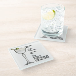 Posavasos De Vidrio Receta de cóctel Martini 3 a 1 (Húmedo) Arte