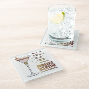 Posavasos De Vidrio Receta de cóctel Martini perfecto Arte