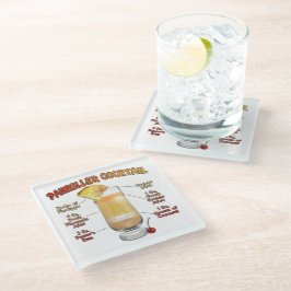 Posavasos De Vidrio Receta de cóctel PAINKILLER Arte