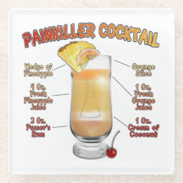 Posavasos De Vidrio Receta de cóctel PAINKILLER Arte  